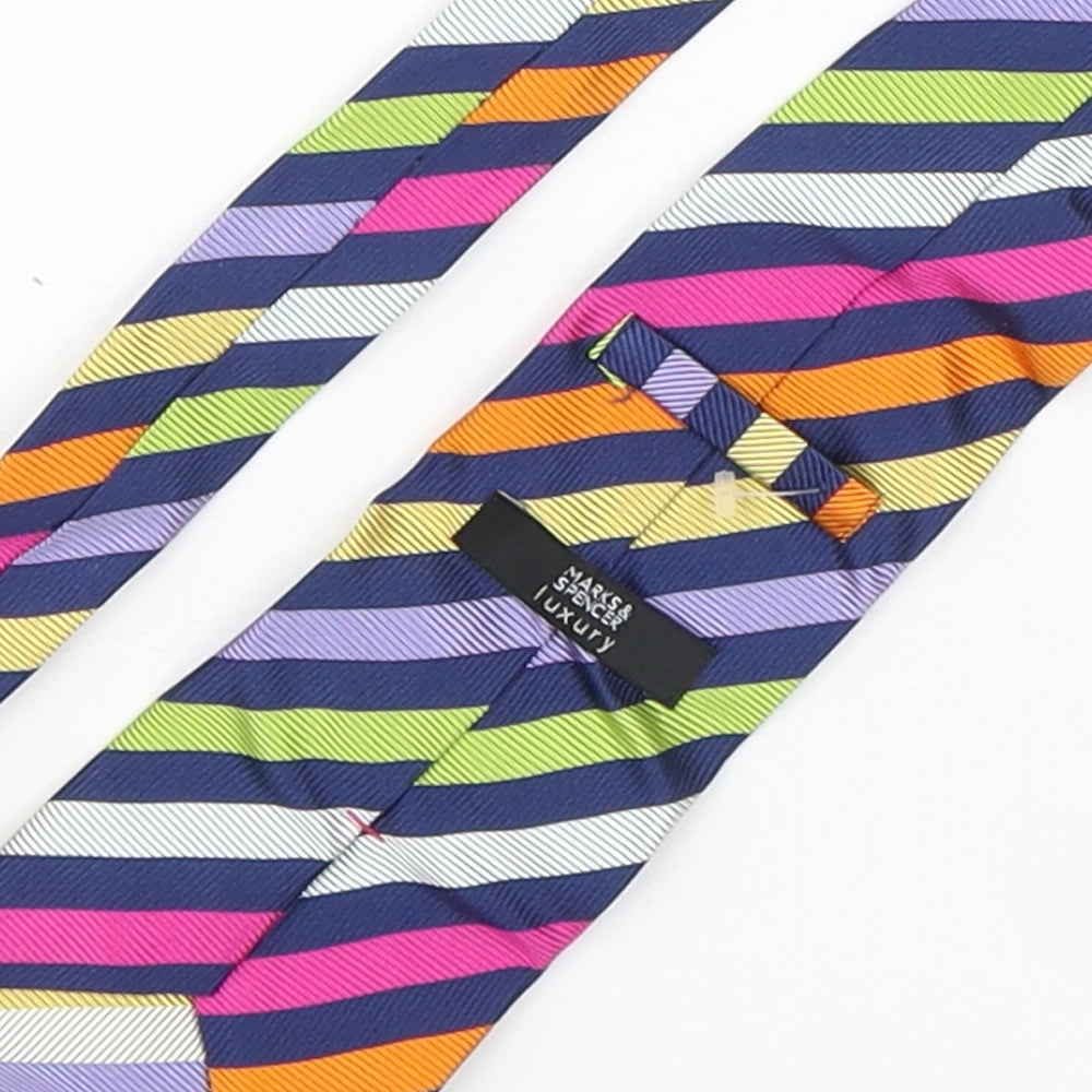 Marks and Spencer Mens Multicoloured Striped Silk Pointed Tie One Size