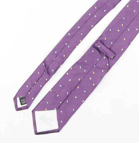 Marks and Spencer Mens Purple Polka Dot Silk Pointed Tie One Size