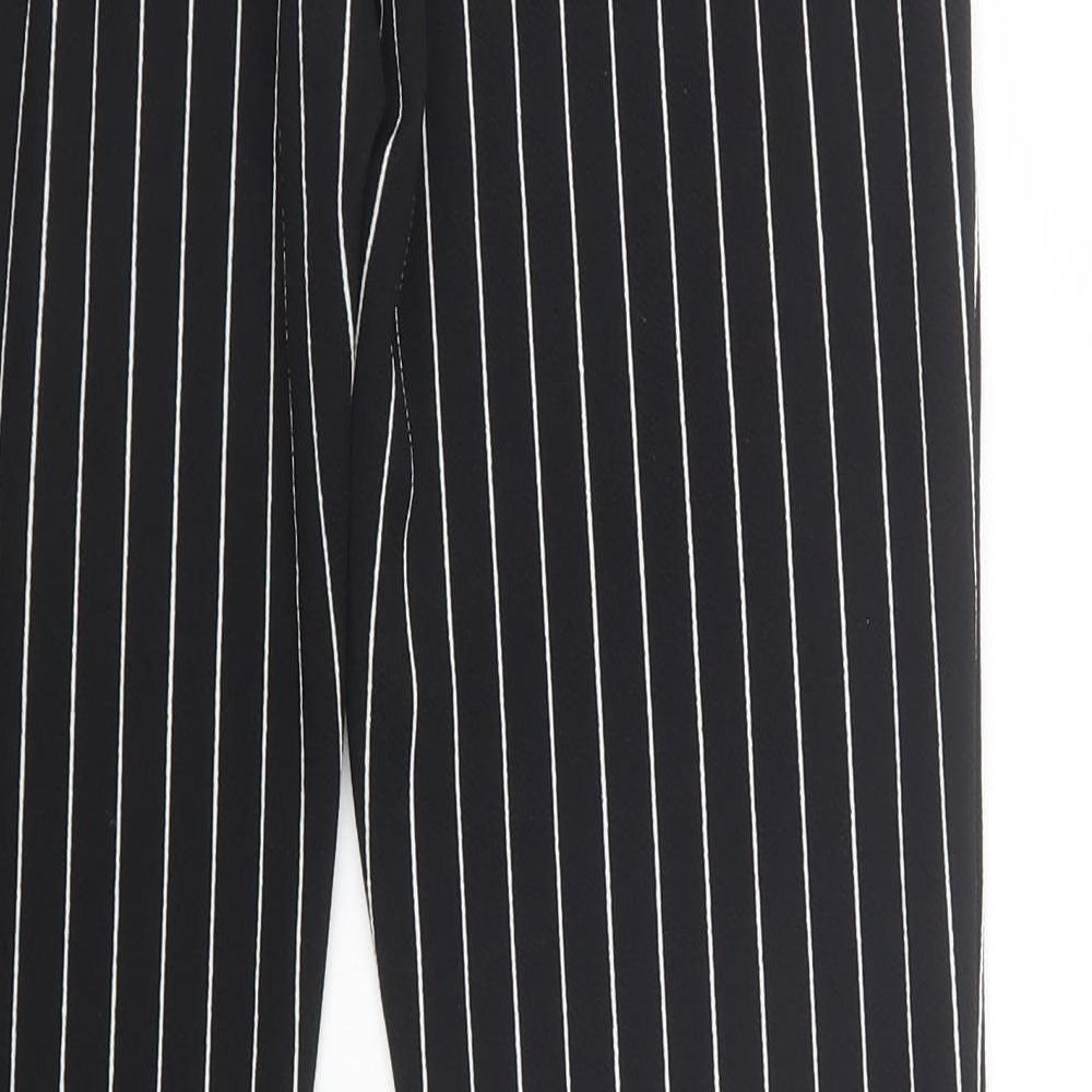 SheIn Womens Black Striped Polyester Trousers Size M L29 in Regular