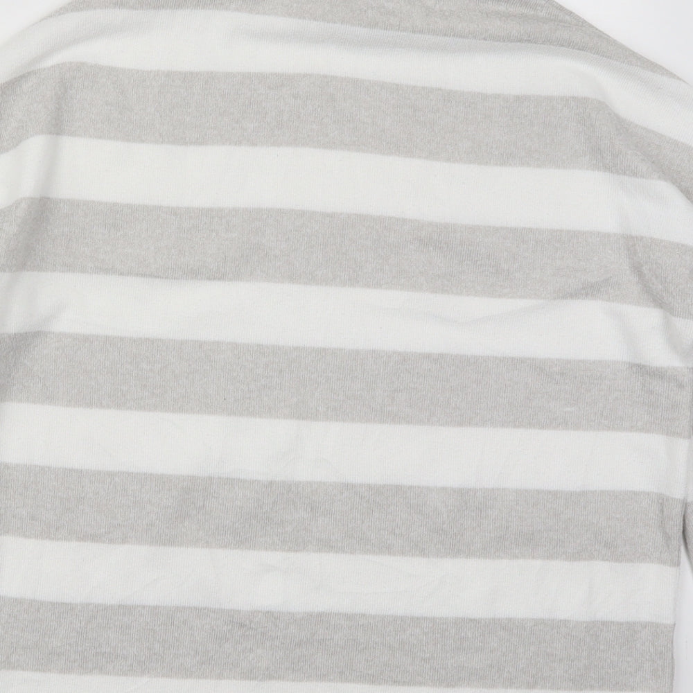 TU Womens Grey Roll Neck Striped Polyester Pullover Jumper Size 10