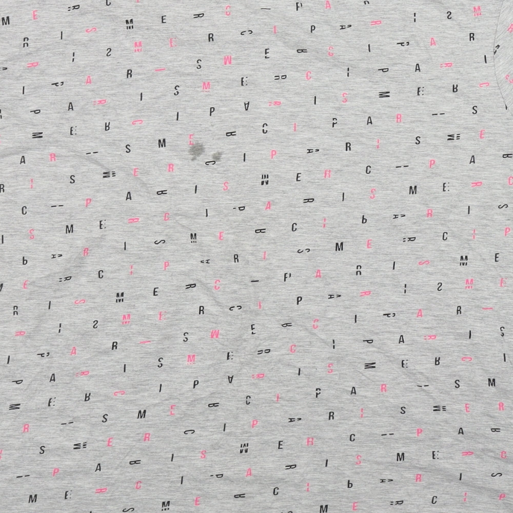 Primark Womens Grey Geometric Cotton Basic T-Shirt Size 2XL Round Neck