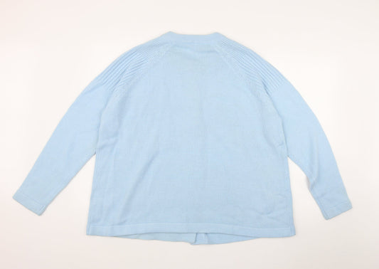 Anthology Womens Blue Round Neck Acrylic Cardigan Jumper Size 20
