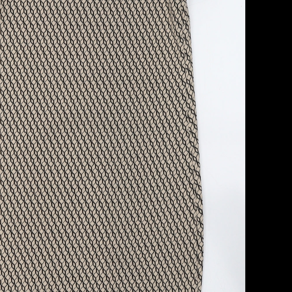 Dorothy Perkins Womens Beige Geometric Polyester Pencil Dress Size 8 Round Neck Pullover