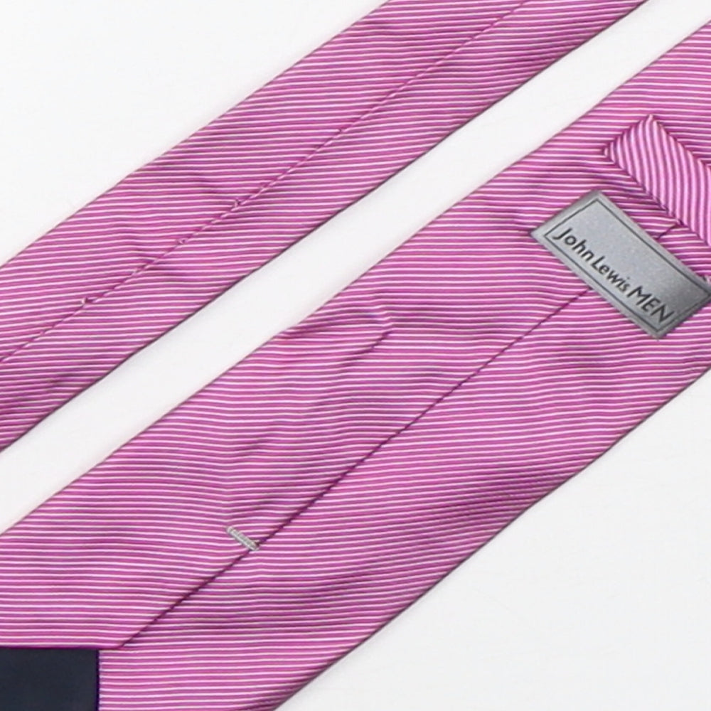 John Lewis Mens Pink Striped Silk Pointed Tie One Size