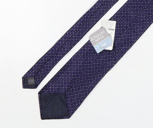 Marks and Spencer Mens Purple Plaids & Checks Silk Pointed Tie One Size