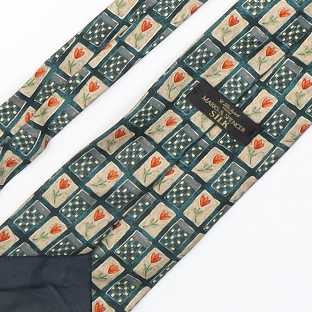 Marks and Spencer Mens Multicoloured Floral Silk Pointed Tie One Size