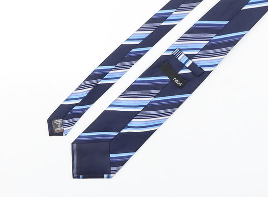 NEXT Mens Blue Striped Silk Pointed Tie One Size