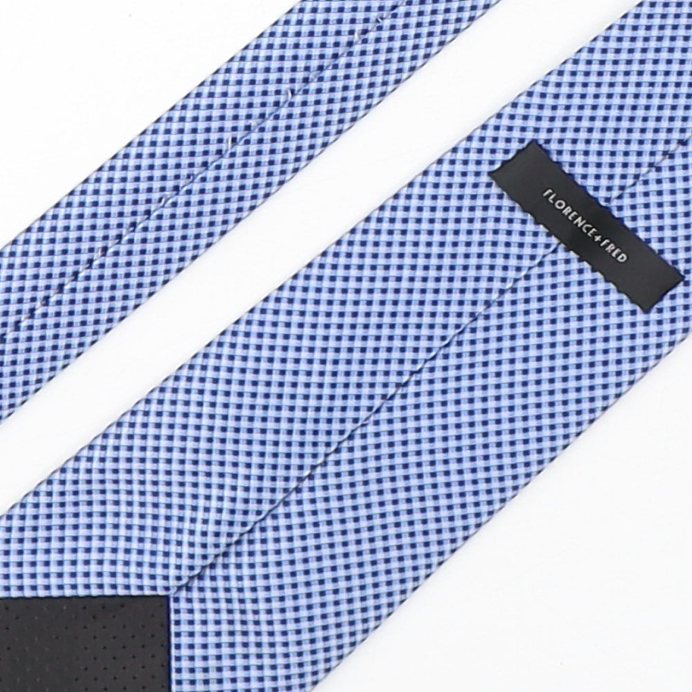 F&F Mens Blue Plaids & Checks Polyester Pointed Tie One Size