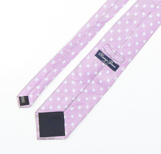 Racing Green Mens Pink Geometric Silk Pointed Tie One Size