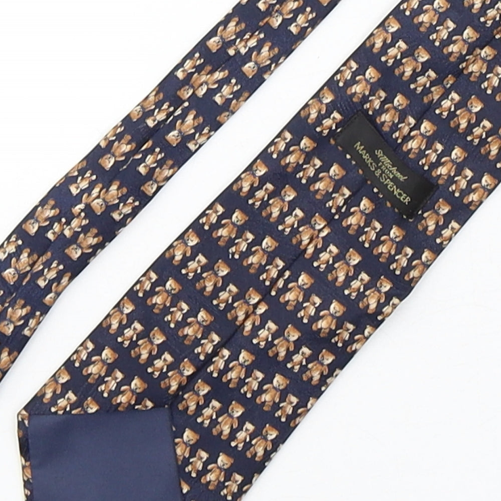 Marks and Spencer Mens Multicoloured Geometric Polyester Pointed Tie One Size - Teddy Bear