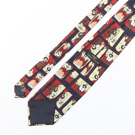 Marks and Spencer Mens Multicoloured Geometric Polyester Pointed Tie One Size - Tasmanian Devil