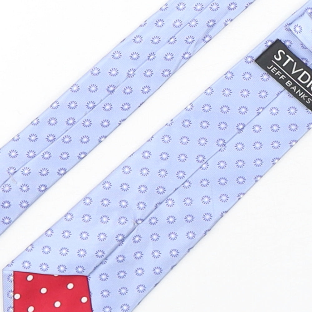 Mens Stvdio Blue Geometric Pointed Tie