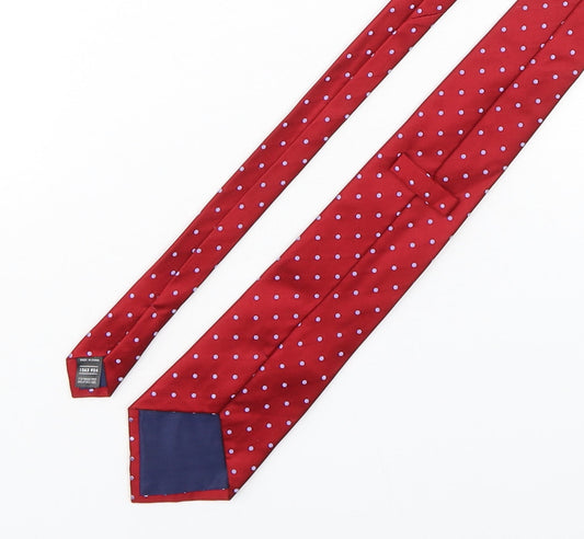 Marks and Spencer Mens Red Polka Dot Silk Pointed Tie One Size