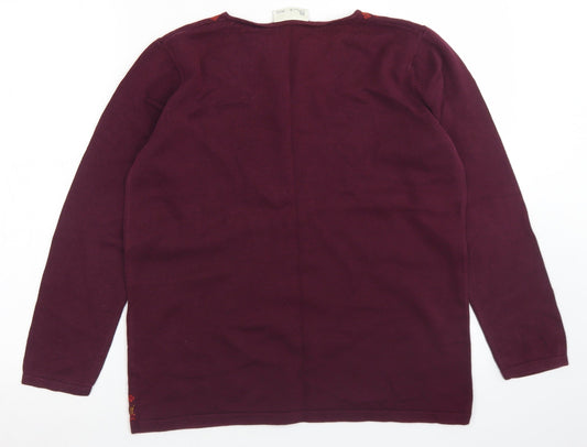 BHS Womens Purple Round Neck Cotton Pullover Jumper Size 14
