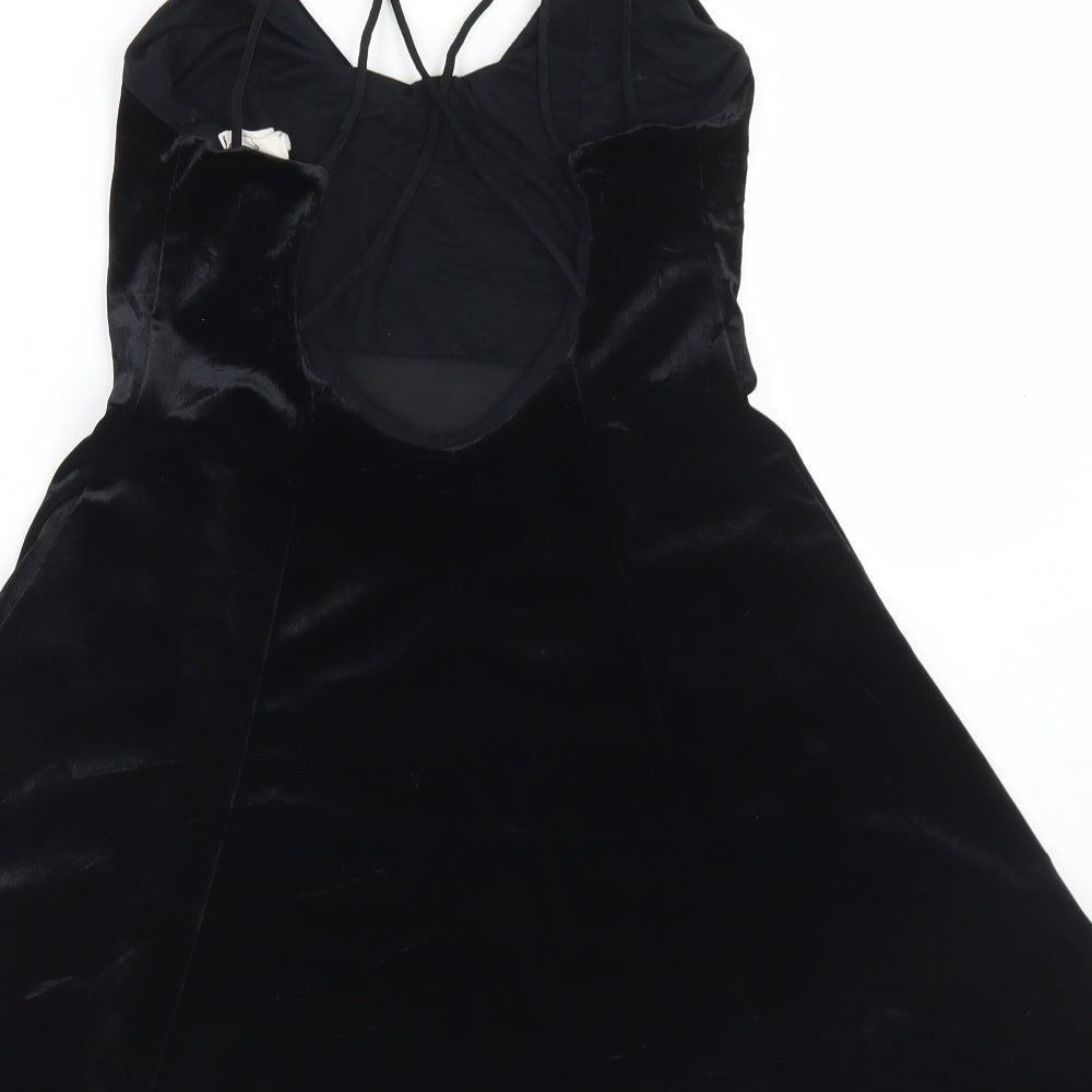 Pins and Needles Womens Black Polyester Slip Dress Size S Round Neck