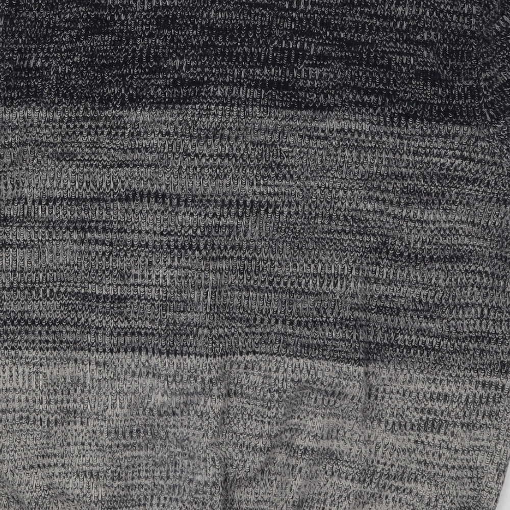 George Mens Grey Crew Neck Striped Cotton Pullover Jumper Size L