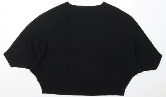 F&F Womens Black Boat Neck Polyester Pullover Jumper Size 16