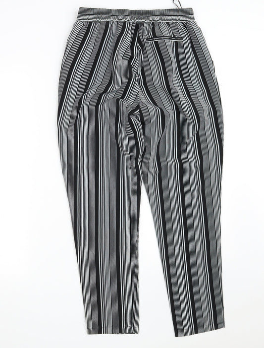 Primark Womens Black Striped Polyester Dress Pants Trousers Size 8 L26 in Regular