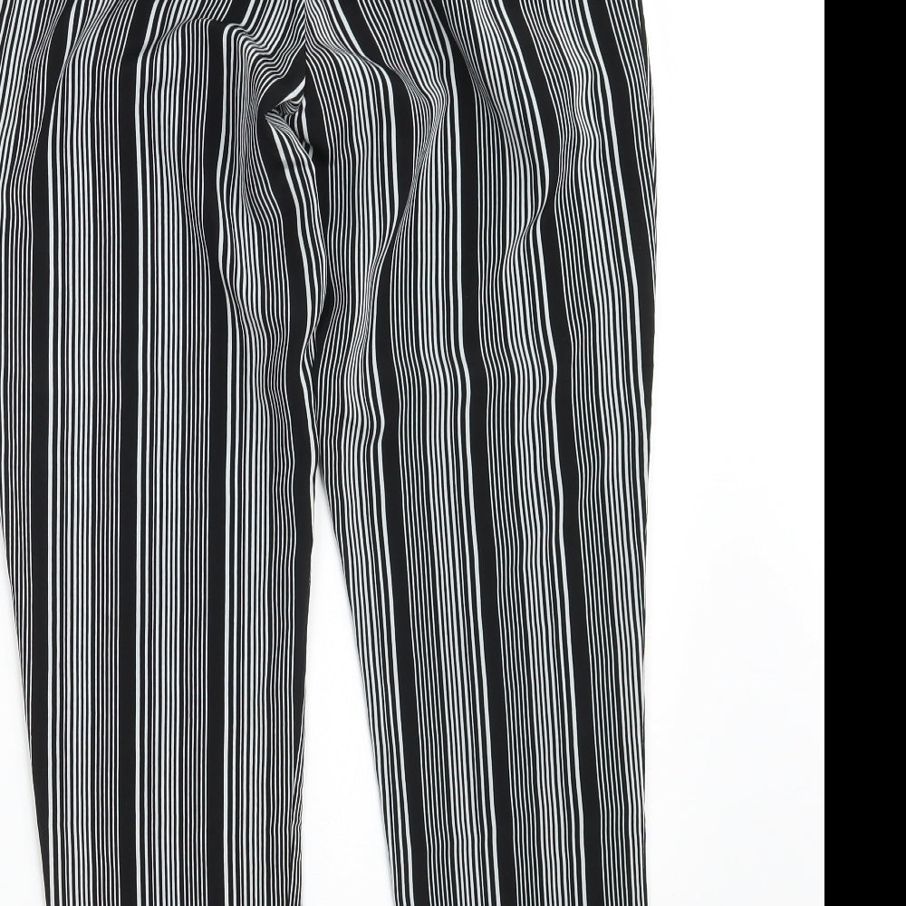 Primark Womens Black Striped Polyester Dress Pants Trousers Size 8 L26 in Regular