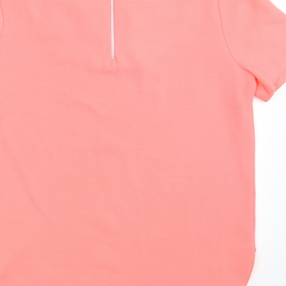 F&F Womens Pink Polyester Basic Blouse Size 8 Scoop Neck