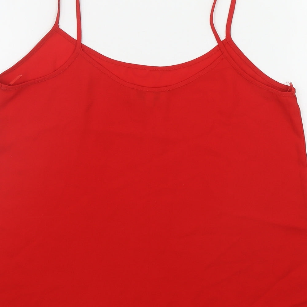 Papaya Womens Red Polyester Camisole Tank Size 8 Scoop Neck