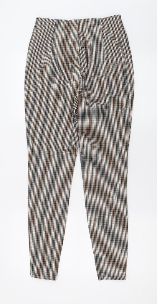 SheIn Womens Beige Plaid Nylon Capri Trousers Size XS L26 in Regular Zip