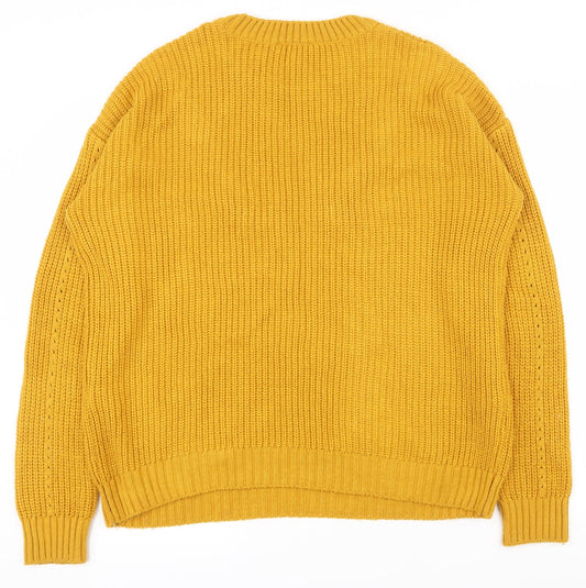 Primark Womens Yellow Crew Neck Acrylic Pullover Jumper Size 10 - 10-12