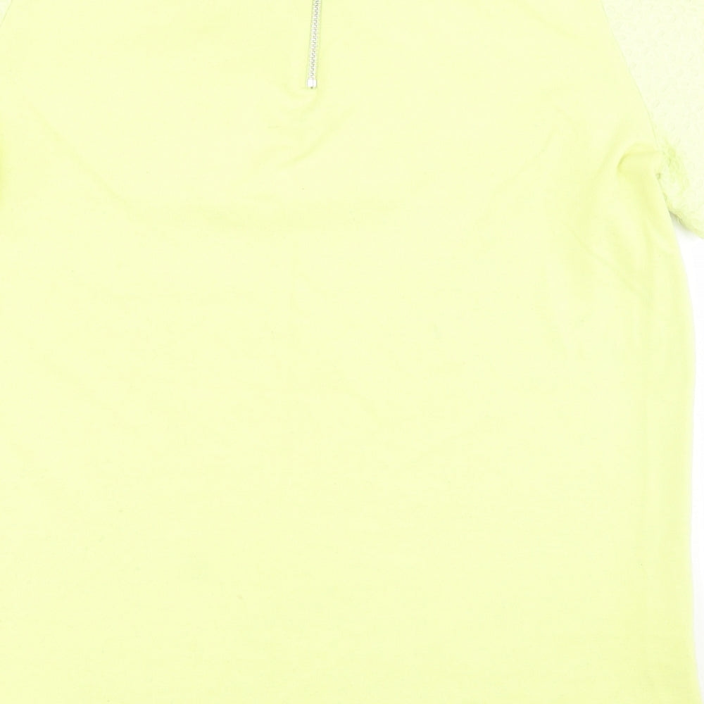 F&F Womens Yellow Floral Polyester Basic T-Shirt Size 10 Round Neck