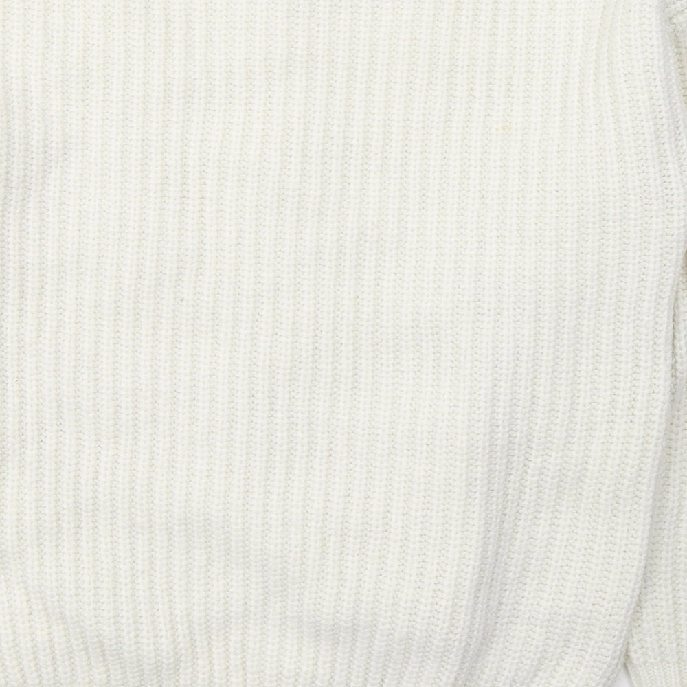 George Womens White Round Neck Acrylic Pullover Jumper Size 10