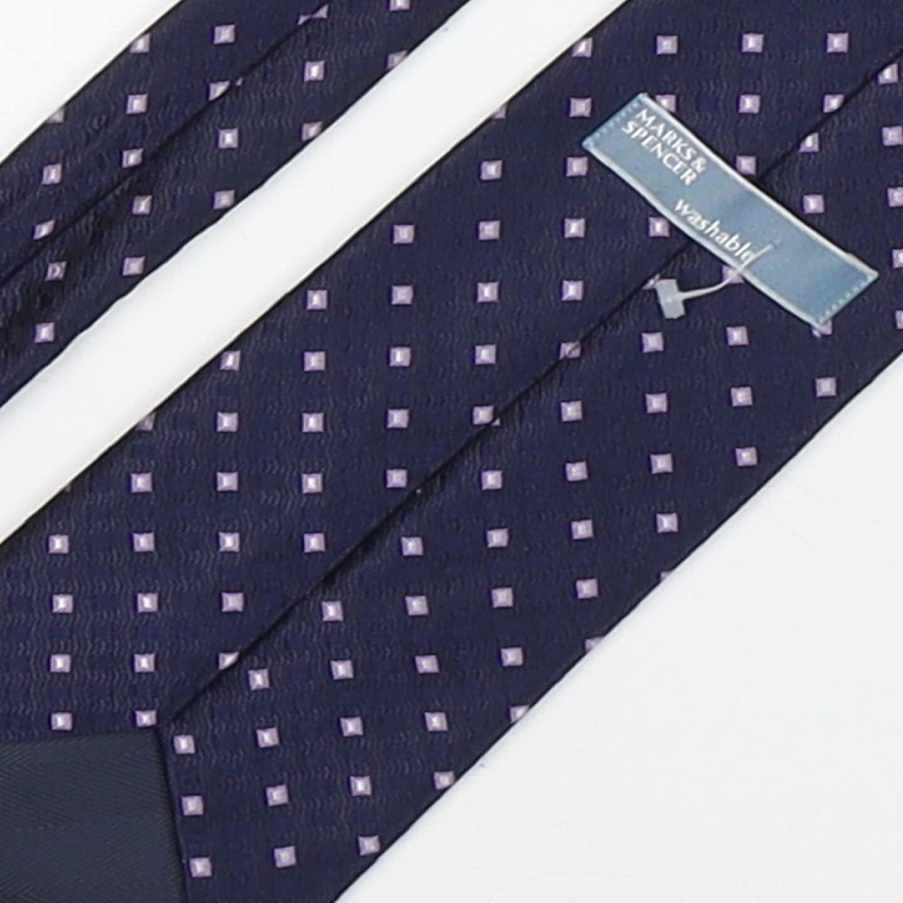 Marks and Spencer Mens Purple Geometric Polyester Pointed Tie One Size