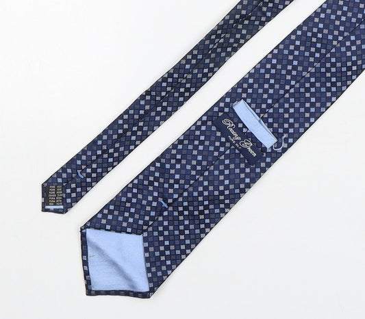 Racing Green Mens Blue Plaids & Checks Silk Pointed Tie One Size