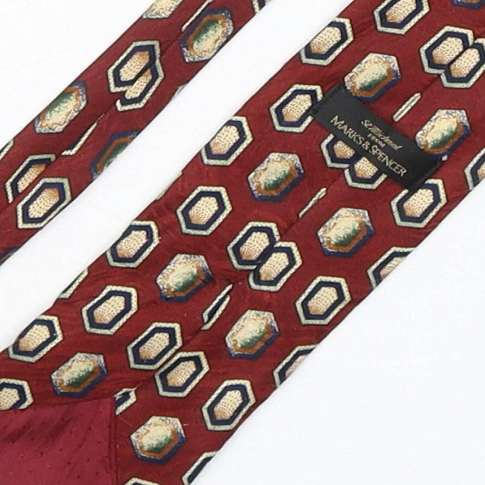 Marks and Spencer Mens Multicoloured Geometric Polyester Pointed Tie One Size