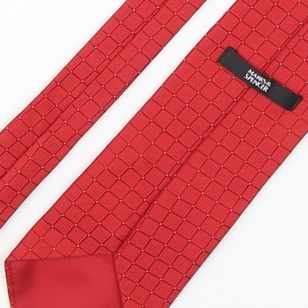 Marks and Spencer Mens Red Plaids & Checks Polyester Pointed Tie One Size