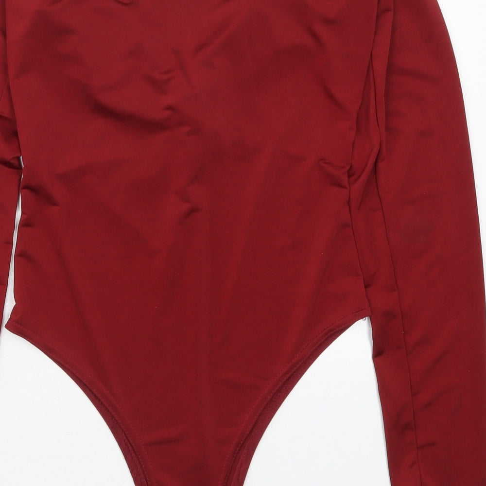 Boohoo Womens Red Polyester Bodysuit Outfit/Set Size 10 Button