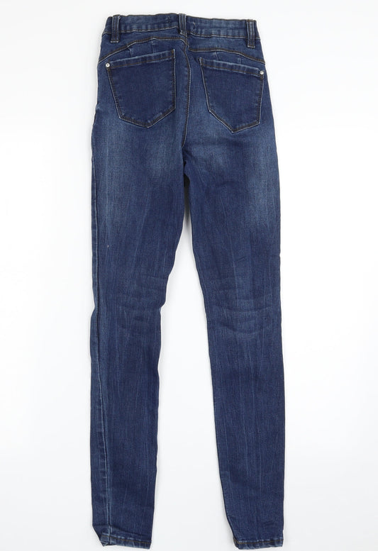 Denim & Co. Womens Blue Cotton Skinny Jeans Size 6 L27 in Slim Zip