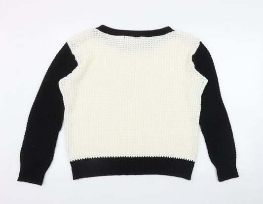 Full Circle Womens Black Round Neck Acrylic Pullover Jumper Size S