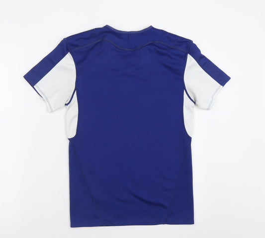 Canterbury Mens Blue Polyester Basic T-Shirt Size XS V-Neck Pullover