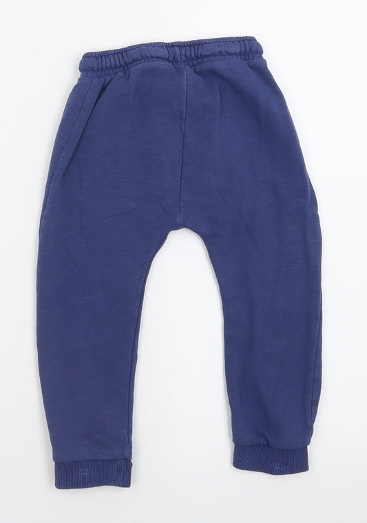 George Boys Blue Cotton Jogger Trousers Size 2-3 Years Regular Pullover