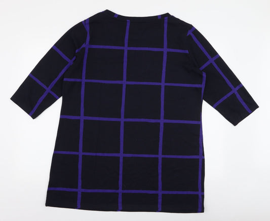 Nutmeg Womens Blue Round Neck Striped Polyester Pullover Jumper Size 16