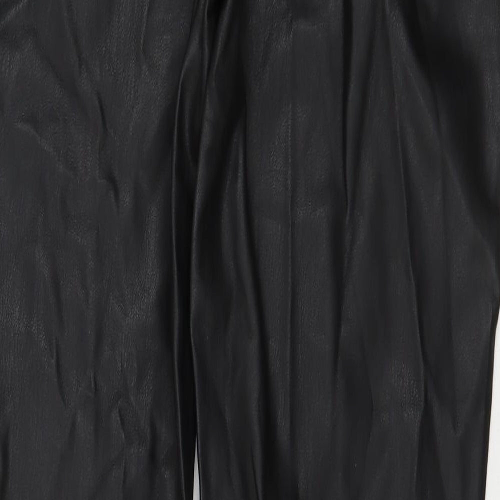 Denim & Co. Womens Black Polyurethane Skinny Jeans Size 12 L28.5 in Regular Zip - Leather Look