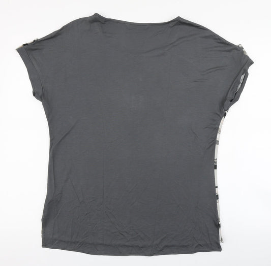 Womens UK Size 12 Viz A Viz Grey Basic Blouse
