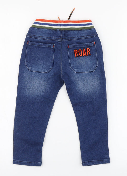 NEXT Boys Blue Cotton Jogger Jeans Size 24 Months Pullover - Tiger