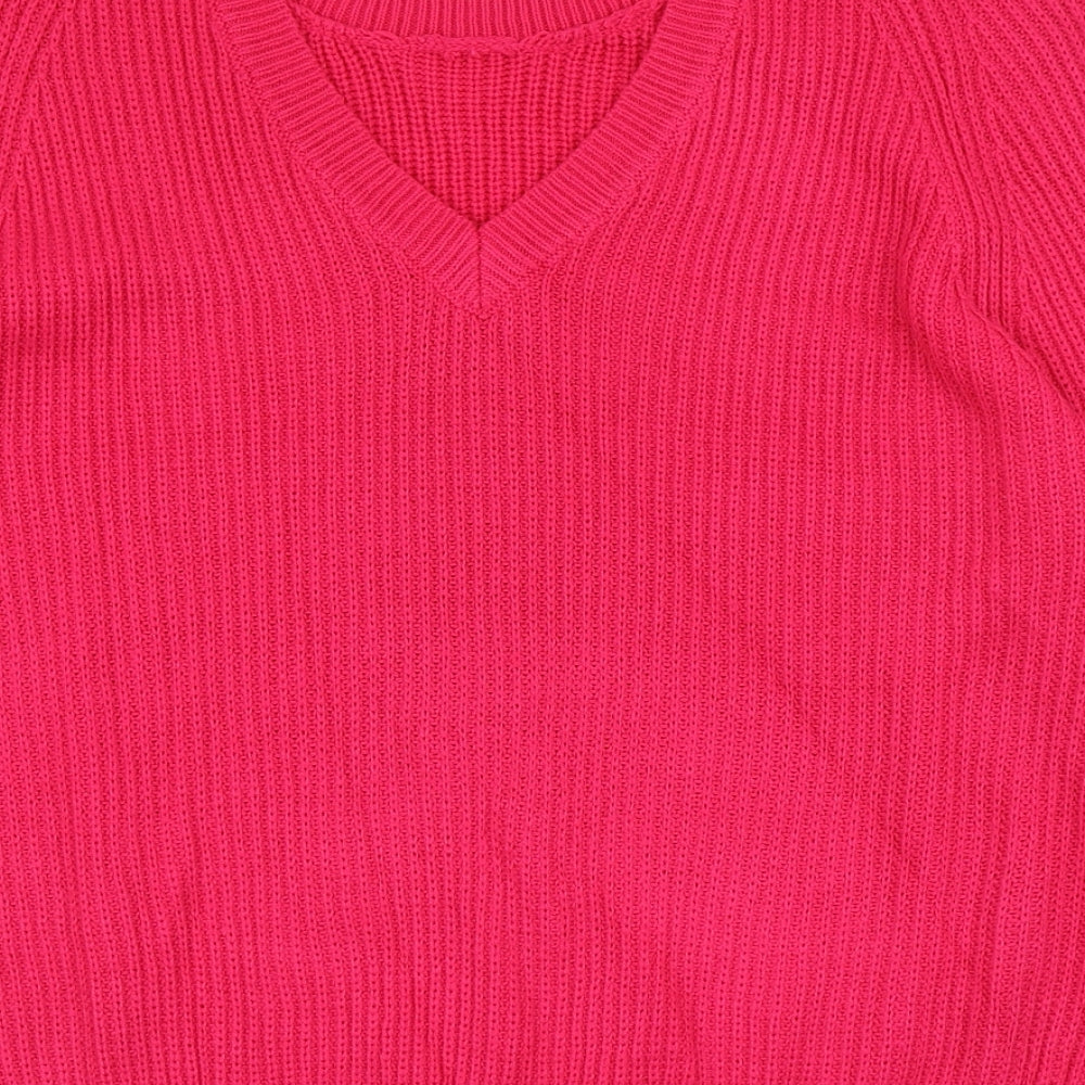 Brand and care label for George women’s pink scoop neck acrylic jumper, size UK 12