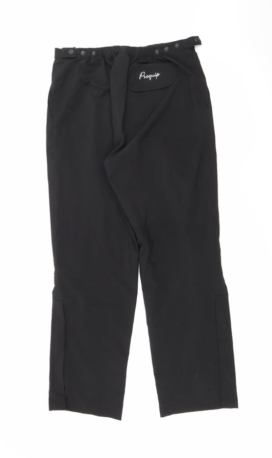 Proquip Mens Black Polyester Trousers Size 16 L29 in Regular Snap