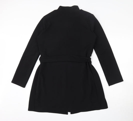 Boohoo Womens Black Polyester Cardigan Sweatshirt Size 12 Tie