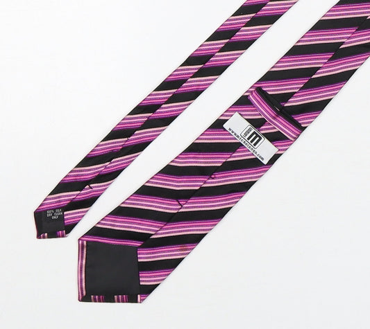 Michelsons Mens Multicoloured Striped Silk Pointed Tie One Size