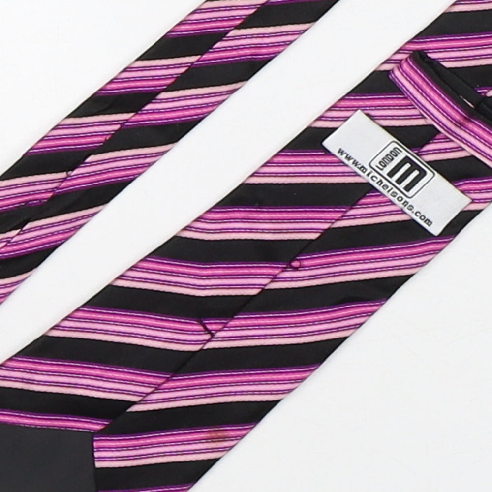 Michelsons Mens Multicoloured Striped Silk Pointed Tie One Size