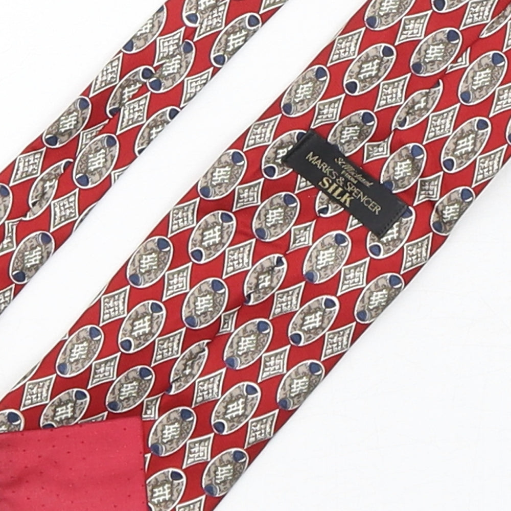 Marks and Spencer Mens Multicoloured Geometric Silk Pointed Tie One Size