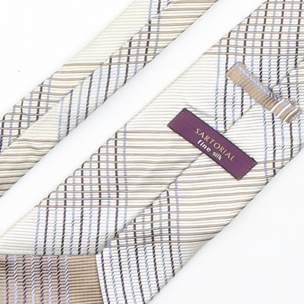 Marks and Spencer Mens Multicoloured Plaids & Checks Silk Pointed Tie One Size