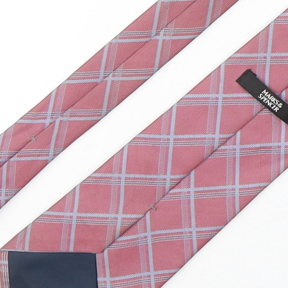 Marks and Spencer Mens Multicoloured Plaids & Checks Polyester Pointed Tie One Size
